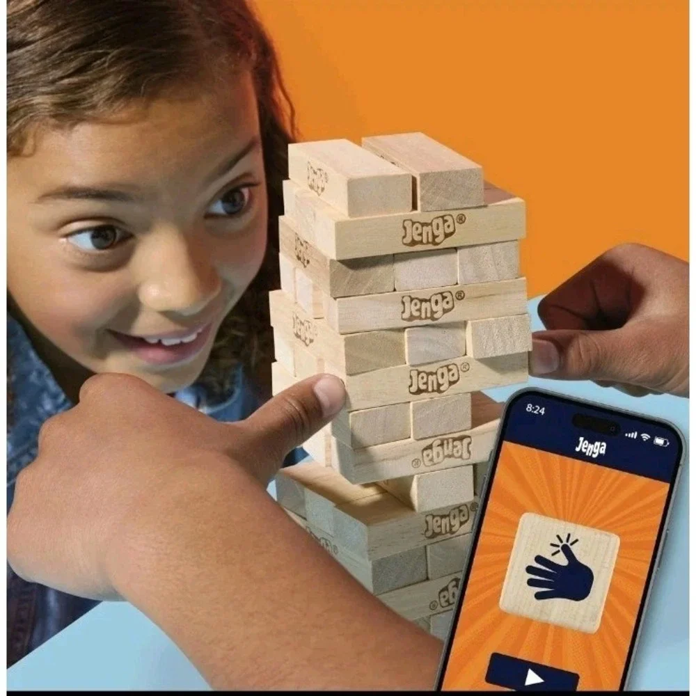 Official Hasbro Jenga Game Wood Block Stacking Tower with Digital Die‎ Ages 6+